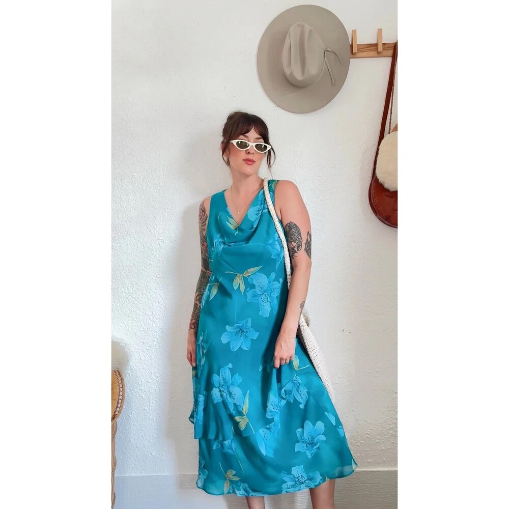 1990s Floral Beaded Maxi Dress | Romantic Cottagecore Evening Gown